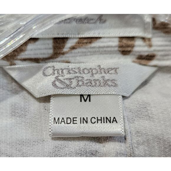 CHRISTOPHER CJ BANKS Women M Corduroy Jacket Blazer Buttons Tan White Floral 38" - Picture 3 of 8